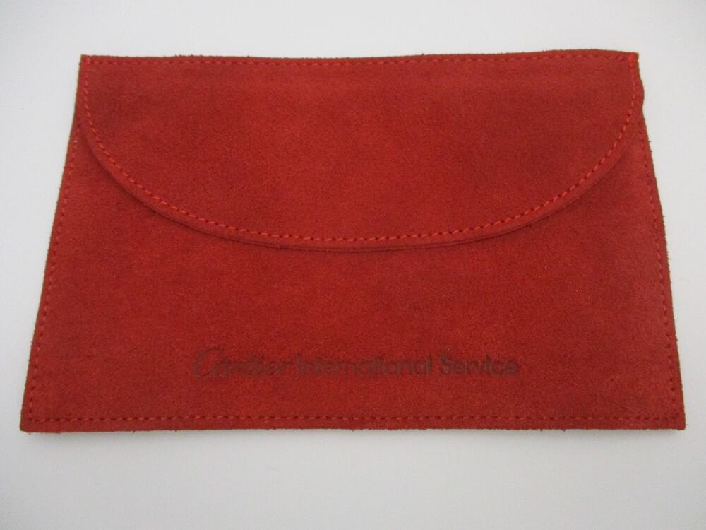 CARTIER Suede Leather Pouch Red International Service Gift Bracelet Watch Ring